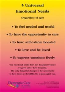 5 Universal Needs Posters Wince Dementia Care International